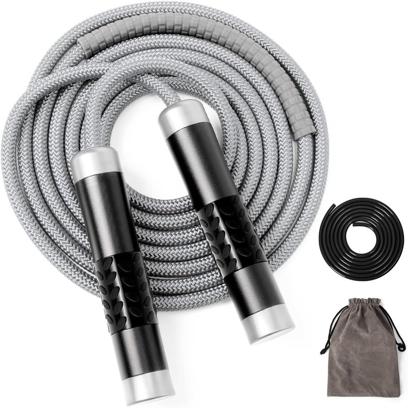 Mangodan 1LB Weighted Jump Ropes for fitness Women Men, Tangle-Free Ball Bearing Rapid Speed Skipping Jump Rope with Adjustable 9mm Cotton & PVC Cord, Aluminum Handles for MMA, Boxing, CrossFit, Weight-loss Workouts - Image 1
